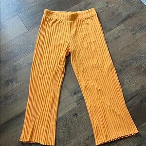 Ribbed Wide-Leg Pants in Orange